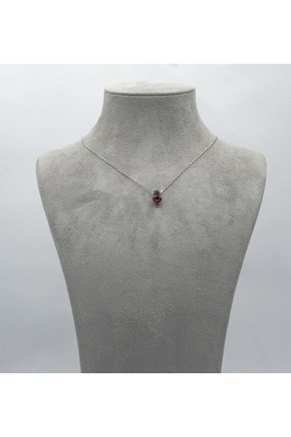 Doğan Diamond 925 Ayar Gümüş Rodyum Kaplama Doğal 3 Ct Granat Taşlı Damla Kolye -Raccolta Di Gocce