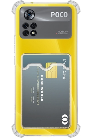 Xiaomi Poco X4 Pro Kapak Kamera Korumalı Kartlıklı Darbe Emici Özellikli Şeffaf Silikon Kılıf