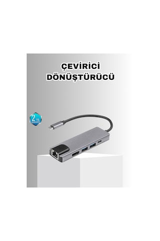 Alüminyum Kasalı Macbook Uyumlu Usb-c Hub 4k Hdmı, Usb 3.0, Sd/tf Kart Girişi, Pd Şarj Desteği Standart