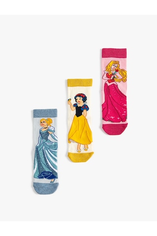 Koton Disney Prenses Çorap Lisanslı 3'lü Multıcolor 4wkg80019aa Mavi