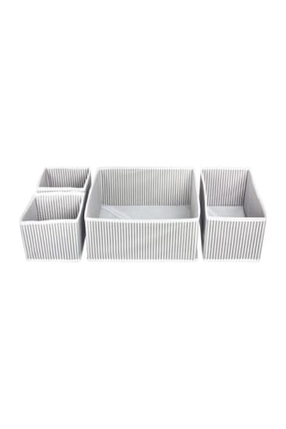 4 Parça Çekmece Içi Organizer & Çok Amaçlı Dolap Içi Düzenleyici & Masa Üstü Organizer - Çizgili Gri - 68904987 Gri