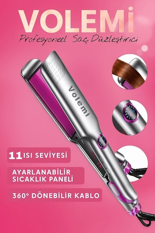 Volemi V-003 Geniş Plakalı Saç Düzleştirici Hızlı Isınma, Dijital Led Ekran, Parlak Ve Pürüzsüz Saçlar