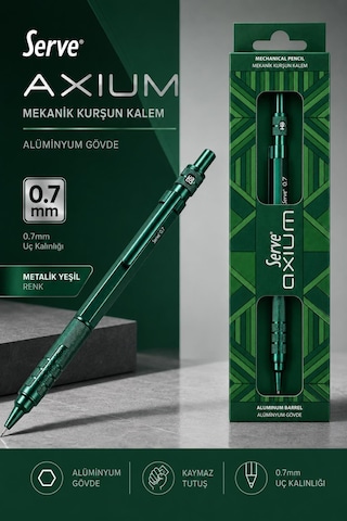 Serve Axium Mek.kurşun Kalem 07mm Petrol Yeşili Çok Renkli