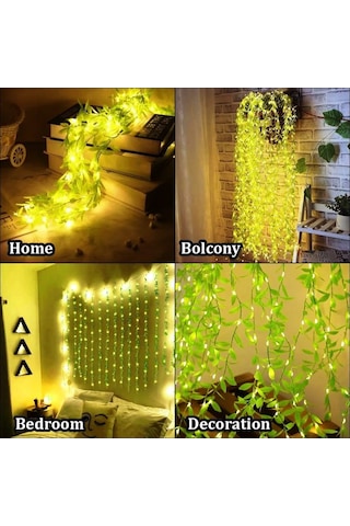 Vıp Kalite Salkım Yaprak Led Işık Gün Işığı Led Salkım Sarmaşık Led Işık 3x1 Metre 180 Led Modlu Gün Işığı