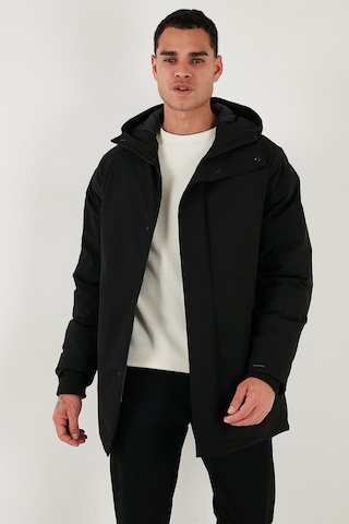 Buratti Astarlı Regular Fit Fermuar Ve Çıtçıt Düğmeli Kapüşonlu Erkek Mont 497Roma Siyah