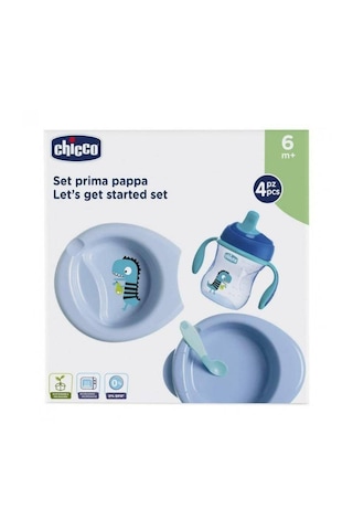 Chicco 4 Parça Beslenme Seti +6 Ay - Erkek Mavi