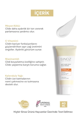 Sinoz %3 C Vitaminli Koyu Ton Eşitleyici Krem 40 ML