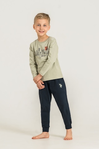 U.S. Polo Assn. Erkek Çocuk Pijama Takımı Baskılı Yeşil Uzun Kol Pijama Takımı Us2635-c-v2 Us2635-c-v2