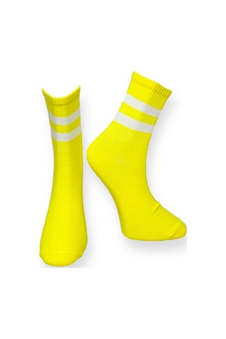 4'lü Unısex İki Şeritli Esnek Nem Alabilen Pamuklu Spor Soket Çoraplar Çok Renkli