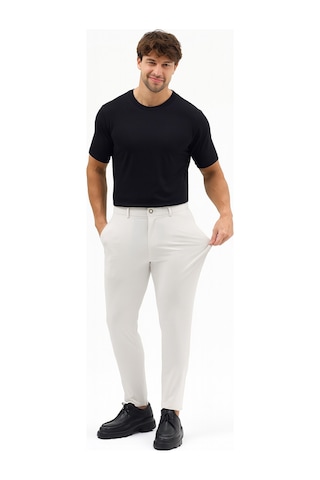 Goffra Erkek Streç Kumaş Relaxed Beli Lastikli Pantolon Açık Gri