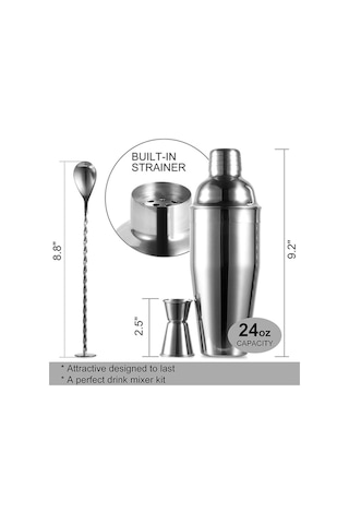 Novahub 3 Parça 750ml Kokteyl Seti Shaker Paketi Avantajlı Fiyat