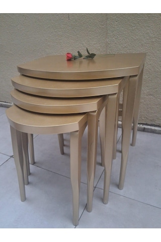 Zigon Ilgz 90552 D Model Klasik Sehpa Ahşap Kayın Retro Ayak Kaplama Parlak Gold Sarı