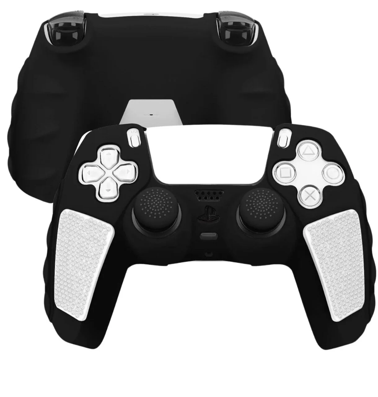 Playstation 5 Ps5 Joystick Kol Silikon Kılıf Analog Koruyucu Set Beyaz - Siyah