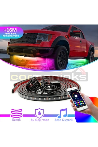 Araç Altı Rgb Led Aydınlatma Şerit Led 4'Lü Set App Kontrollü