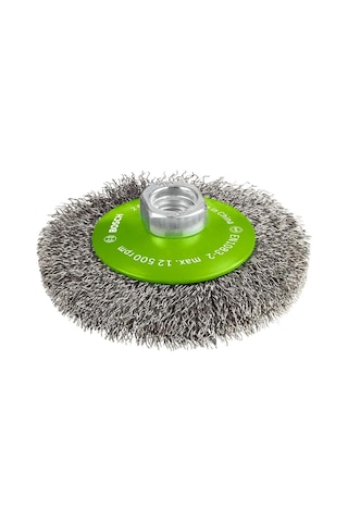 Bosch Konik Fırça, Gewellter Tel, Paslanmaz, 0,35 Mm, 100 Mm, 12500 U/min, M 14, 2608622108
