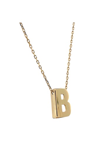 Altın Nesil - 14 Ayar B Harfli Hayalet Zincirli Altın Kolye