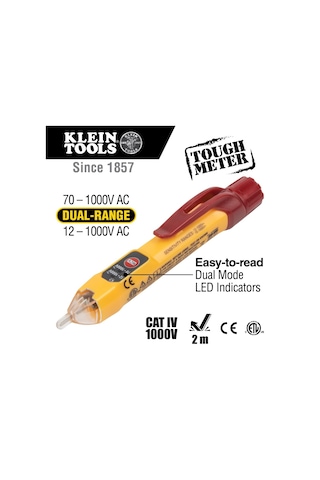 Kleın Tools Temassız Gerilim Kontrol Cihazı, İki Ölçüm Aralığı, 12-1000 V Ac, Kırmızı