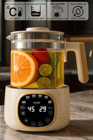 Mioji Mio K99 Çok Fonksiyonlu Isı Kontrolü LED Ekranlı Elektrikli Mama Kettle