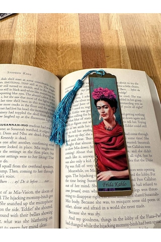 Sanatsal Tablo Temalı Metal Kitap Ayracı Frida Kahlo