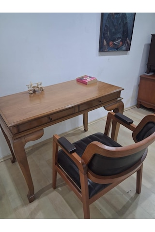 Çalışma Masa Klasik Alt St 90630 Dilimli Sandalye Lüks Klasik Ceviz Renk Model Kahverengi