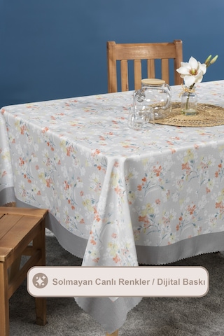 Elart Floret Masa Örtüsü Digital Baskılı 160x220 Cm Ekru Ekru