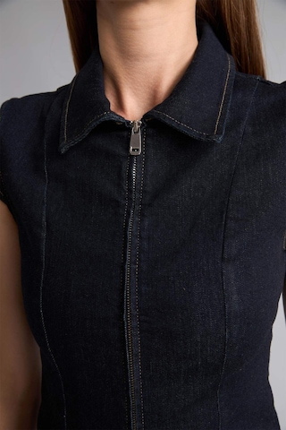 Defacto Gömlek Yaka Fermuarlı İndigo Mini Jean Elbise H6340ax26aunm82 Mavi-nm82
