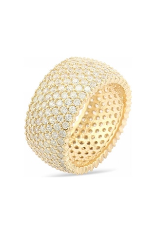 Gümüş 7 Sıra Altın Kaplama Tamtur Alyans Yüzük