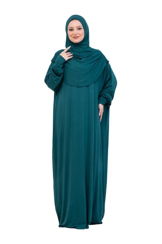Modish Group Tek Parça Namaz Elbisesi Seti, Viskon Yumuşak Tesettür Abaya, Rahat Hazır Şal Başörtüsü Takım Zümrüt