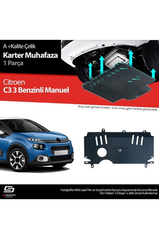 S-dizayn Citroen C3 Benzin Manuel Vites Çelik Karter Muhafaza 2017 Üzeri A+ Kalite
