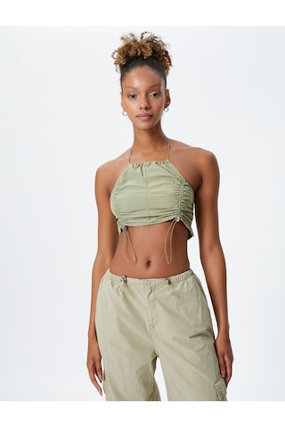 Koton Paraşüt Crop Üst Halter Yaka Stoperli Yeşil 3sal30036ıw 3SAL30036IW181