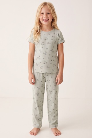 Siyah İnci Pamuklu Fitilli Kaşkorse Örme Pijama Takım 26120402 Yeşil
