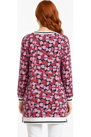 Neden Tekstil Kadın Geometrik Desenli Uzun Kollu Tunik T-shirt - Çok Renkli