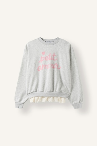 Defacto Bisiklet Yaka Baskılı Fırfır Detaylı Uzun Kollu Sweatshirt Kız Çocuk I5290a826wngr421 Gri-gr421