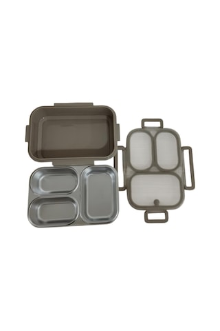Aryıldız Bento Dikdörtgen 3 Bölmeli Lunch Box Yemek Termosu Kahverengi 1000 Ml Kahverengi
