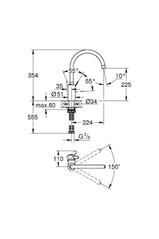 Grohe Eurosmart Cosmopolıtan Eviye Bataryası - 32843002
