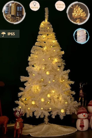 Ip65 Dış Mekan Led - Gün Işığı Led - Beyaz Kablo Su Geçirmez 10/20/30 Metre Dekor Led Yılbaşı Süsleme Sarı