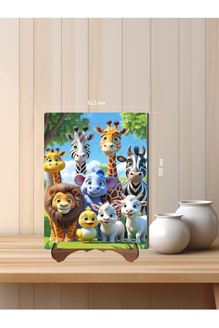 12 Parça Mdf Lazer Kesim Çocuk Puzzle Yapboz 14 X 19 Cm V2