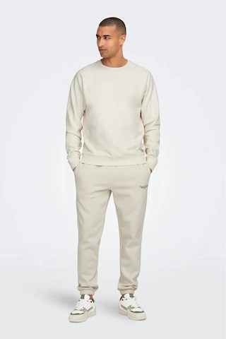 Only & Sons Onsriley Pamuklu Lastikli Paça Sweat Pants Krem Eşofman Altı - 22030142 Renkli
