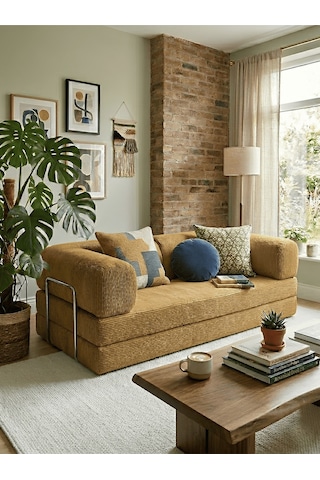 Reflekta Sünger Koltuk Rollpack Kanepe Relax 90x190 Yatak Koltuk Demonte Hardal Sarısı