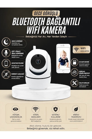 Bebek Takip Kamerası Gece Görüşlü Wifi Güvenlik Kamerası