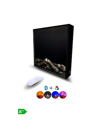 Arif Şömine Dekoratif Elektrikli Yapay Şömine -80x60 Cm - Odun Görünümlü, Kumandalı, Ses Efekli