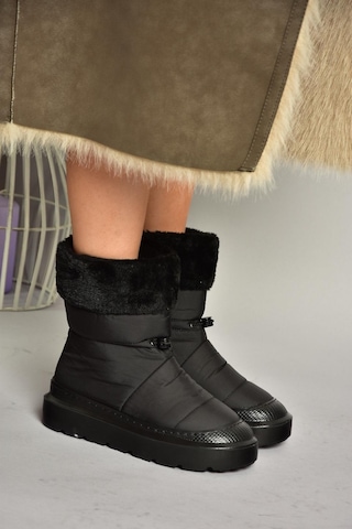 Fox Shoes T476434004 Siyah Kumaş Kadın Bot Siyah