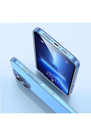 Ally Apple iPhone Uyumlu 13 Pro Max 6.7inch Frosted Glass Şeffaf Kamera Korumalı Kılıf- 5775 Siyah
