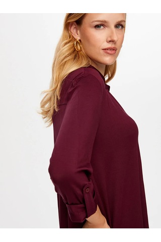 Faik Sönmez Polo Yaka Kadın Uzun Kollu T-shirt Bw26tsh004 Mürdüm