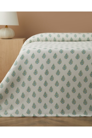 English Home Green Harmony Baskılı Pamuklu Tek Kişilik Pike 150x220 Cm Yeşil Yeşil