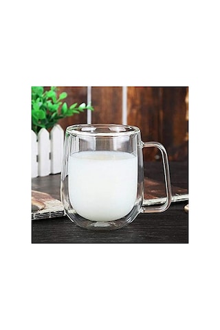 Vicloon Çift Duvar Cam Kupa, Isı Yalıtımlı Bardak Bardak, Saplı 250 Ml, Çay Su Bardakları, Kahve, Süt, Cappuccino, Espresso, Şeffaf Bira, 2'li Set Aeropress