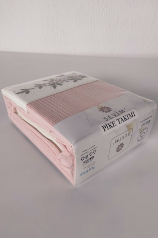 Tek Kişilik 3 Parça Nakışlı Waffle Dokuma Pike Takımı-hediyelik Petekli Pike Legacy-pudra Pudra Pudra