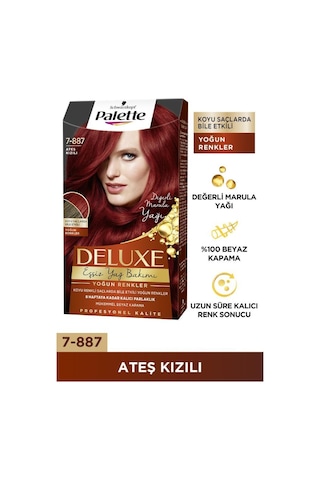Palette Deluxe Yoğun Renkler 7 - 887 Ateş Kızılı X 2 Adet Saç Boyas