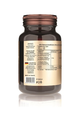 Validus Magnezyum Complex Bisglycinate Taurat Malat Vitamin B6 Vitamin D3 1000 Ünite 30 Tablet