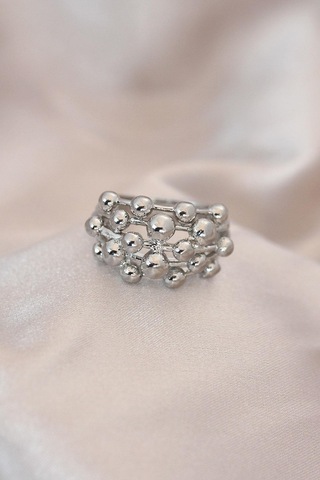 Ayarlamalı Silver Renk Metal Bombeli Boluncuk Model Yüzük Gümüş